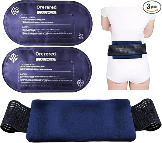 Ice Packs for Injuries, 3-Piece Set Reusable Gel Ice Wrap for Injury Recovery, Alleviate Joint and Muscle Pain - Adjustable & Flexible for Knees, Back, Shoulders, Neck, Arms and Legs Navy