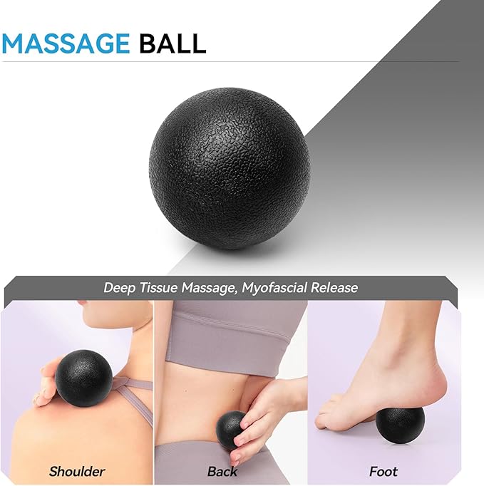 5 in 1 Foam Roller Set, High Density Fitness Exercise Foam Roller for Deep Tissue Muscle Massage, Massage Roller, Massage Ball, Resistance Band, for Whole Body(Black)