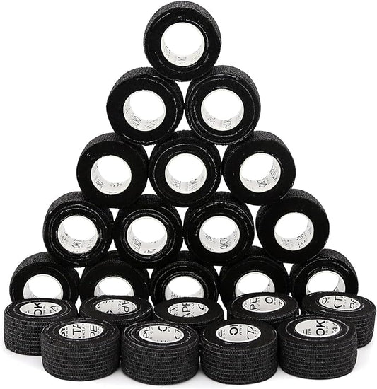 OK TAPE Self Adherent Cohesive Bandages Wrap - 24Packs, 1" x 5 Yards, Non-Woven Self Adhesive Bandage Wrap for Thumb, Finger, Wrist, Ankle, Vet Wrap Bandages Tape (Black)