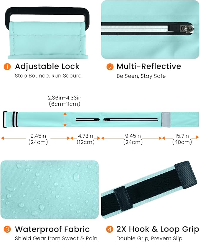 Running Belt with Water Bottle & Headband, No-Bounce Hydration Belt Adjustable Reflective Waterproof Fanny Pack for Women & Men, Fits All Phones (L-Blue)