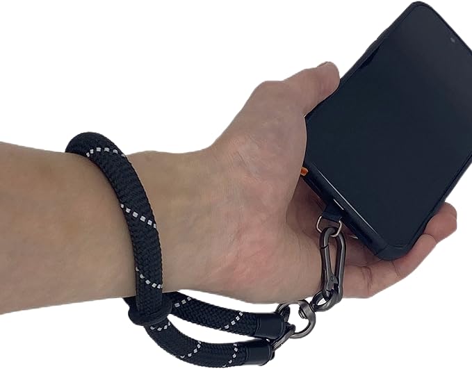Phone Lanyard Wrist Strap Phone Strap Wrist Lanyard for Cell Phone Around the Hand with Lanyard Patch (Black Reflective)