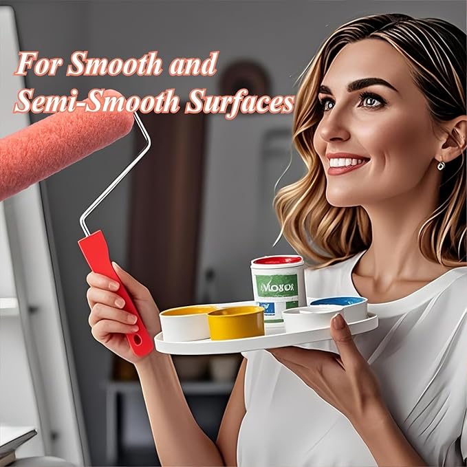 King Origin Paint Roller Covers, 12 Pack, 9 Inch Paint Roller, 3/8 Nap High Dense Roller Covers for Smooth and Textured Rough Surfaces