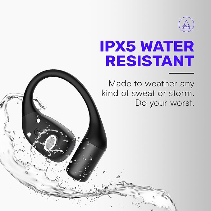 Raycon Essential Open Earbuds โ True Wireless Open Ear Bluetooth 6.0 Headphones, Ultra-Lightweight, Comfort Hook Design, IPX5 Water Resistant, 36 Hours of Battery Life (Black)