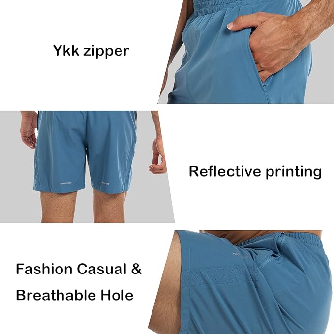 Men's Running Shorts 6" Quick Dry Gym Athletic Workout Shorts for Men with Pockets