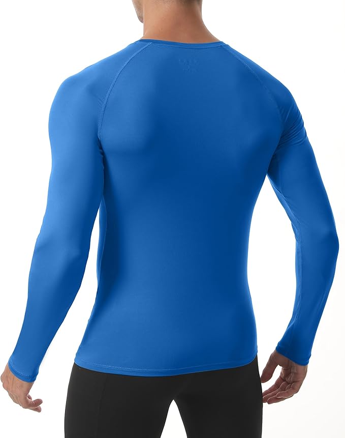 Roadbox Mens Compression Shirt, Cool Dry Long Sleeve Workout Shirts, Running Athletic Football Gym Base Layer Tops UPF 50+