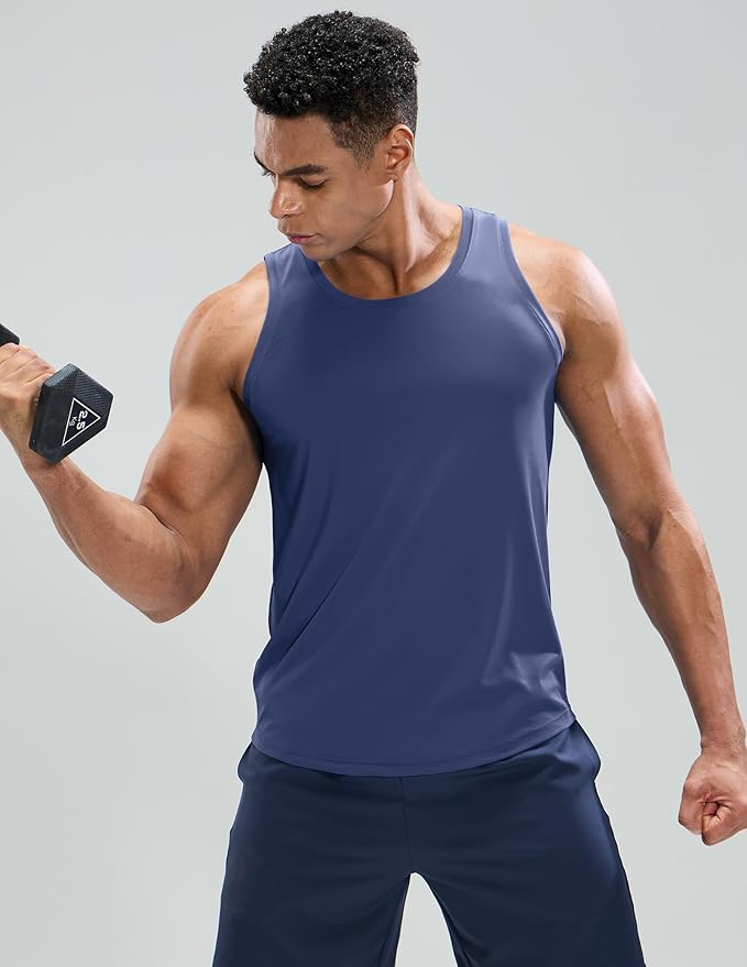 MIER Men's Tank Tops Workout Sleeveless Tee Shirts Muscle Athletic Gym Running Beach Tanks for Men, Quick Dry