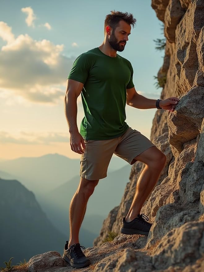 Mens Workout Shirts Fitted, Quick Dry Gym Tshirts Running Athletic Top Moisture Wicking Tee