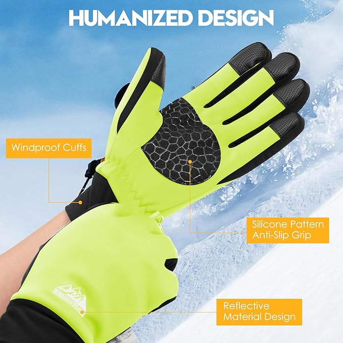 Bruvoalon Winter Gloves for Women & Men, 3M Thermal Insulation, Lycra Fabric, Windproof, Touchscreen, Anti-Slip, Cold Weather