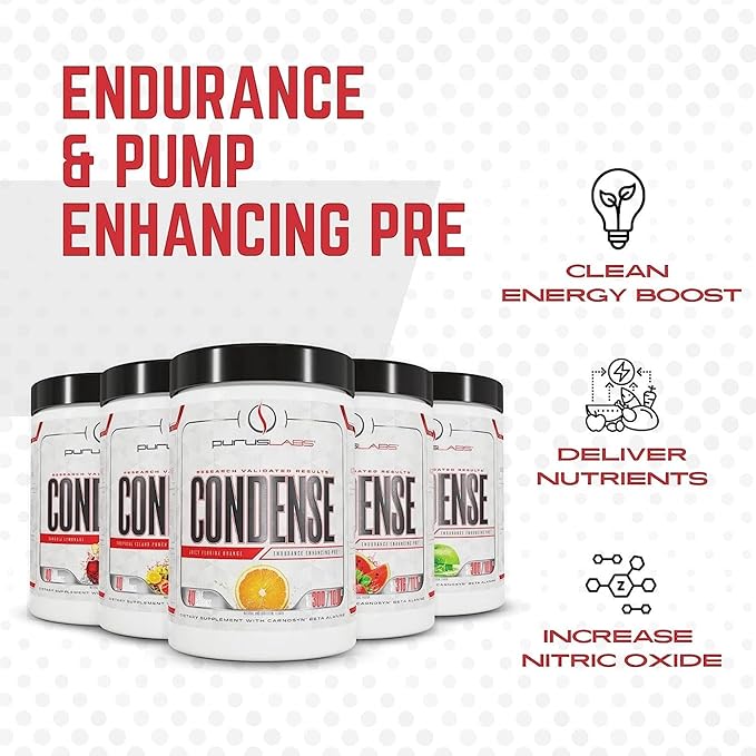 Purus Labs CONDENSE PreWorkout Powder, 40 Servings (Tropical Island Punch)