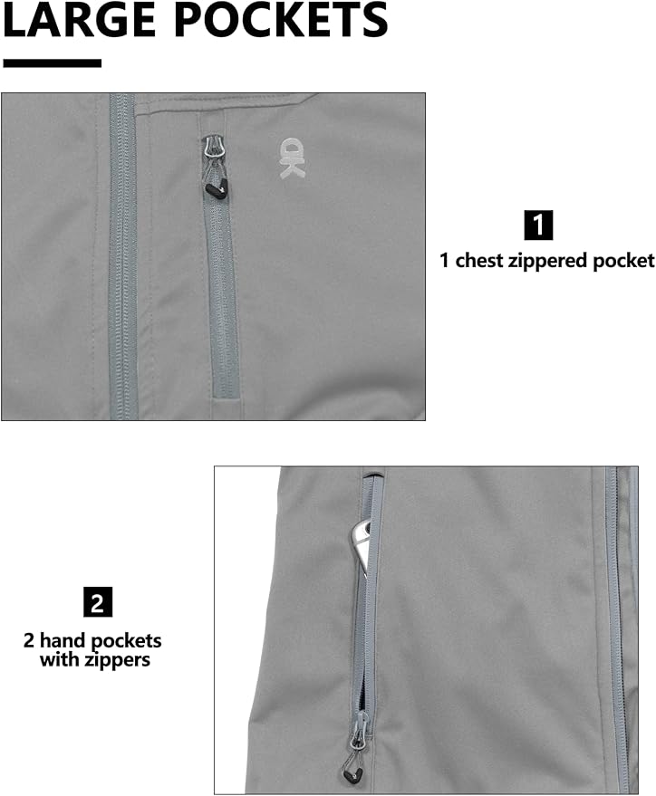 Little Donkey Andy Men's Lightweight Softshell Vest Windproof Sleeveless Jacket for Travel Hiking Running Golf