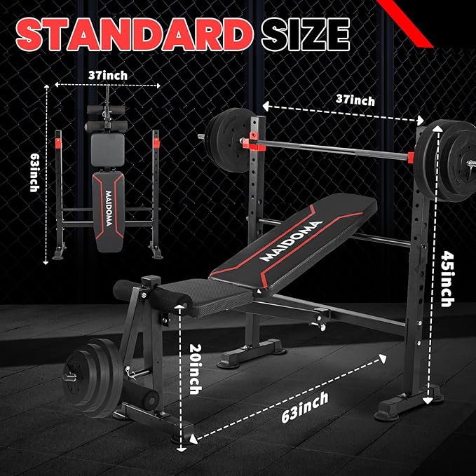 1500LBS 8 in 1 Olympic Weight Bench Set with Leg Extension/Curl and Preacher Curl, Bench Press Set and barbell Rack with Safety Bar Catches, Foldable Workout Benches for Home(US Stock)