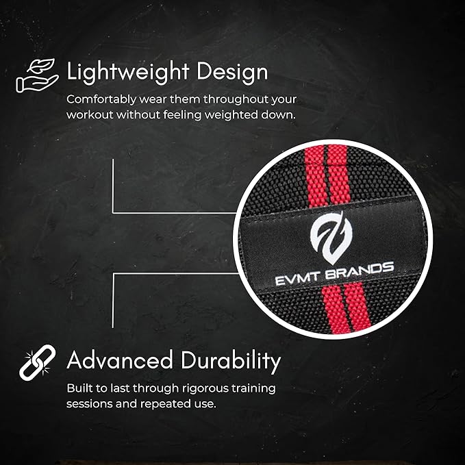 EVMT Premium Weightlifting Wrist Wraps 18in. Durable Straps for Weightlifting, Enhanced Wrist Support. Ideal Lifting Straps for Strength Training.