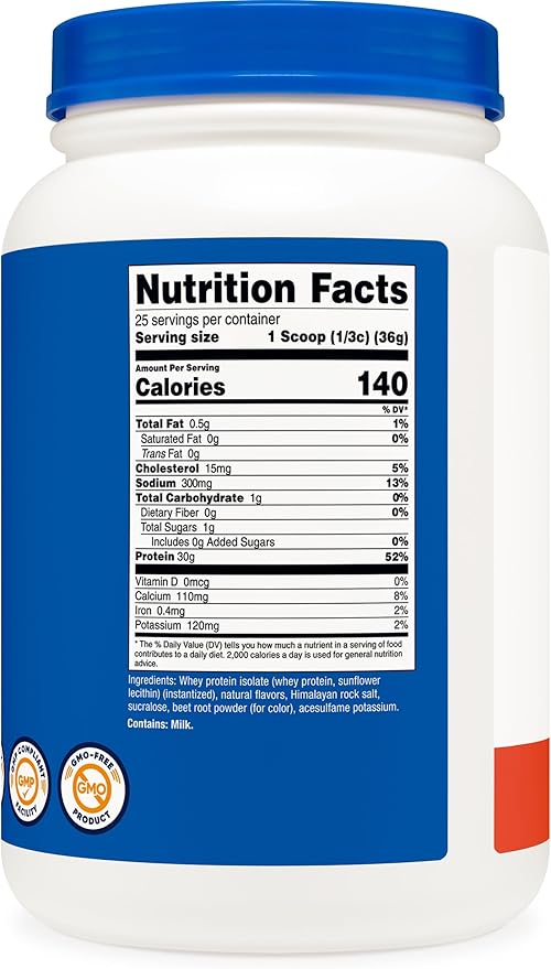 Nutricost Whey Protein Isolate (2 LB) Strawberry Banana Flavored - GMO-Free, Gluten-Free