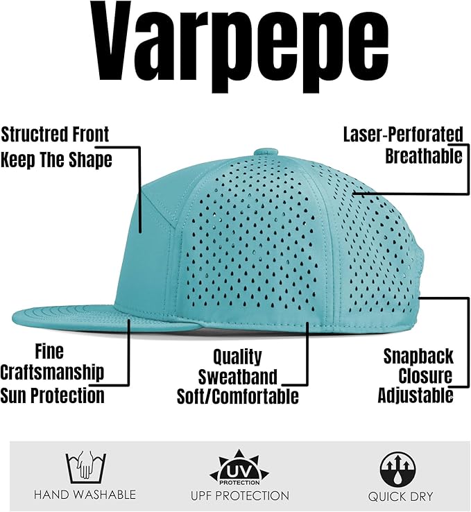 Performance Snapback Hats for Men Women,Flat Bill Cap,Golf,Running,Workout