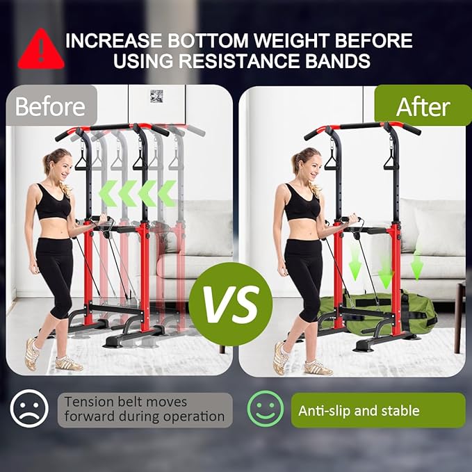 Power Tower Pull Up Bar,Pull-Up Rack Dip Station,Height Adjustable Multi-functional Home Strength Training Gym Equipment, Save Space,People Below 6 feet