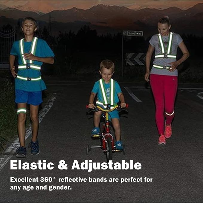Reflective Running Vest 2-10 Pack, High Visibility Reflective Gear Night Cycling Safety Vest Strap for Men Women Kids