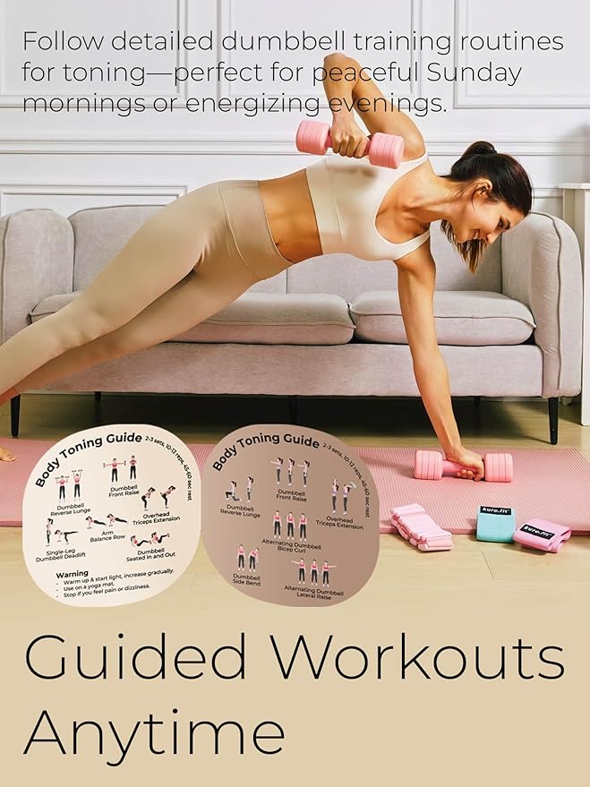 Adjustable Dumbbell Set|2LB 3LB 4LB 5LB Light Hand Weights for Women|One-Twist Weight Adjustment|Non-Slip Curved Grip Handle|Free Weights for Home Gym, Rehab, Pilates, Yoga, Strength Training