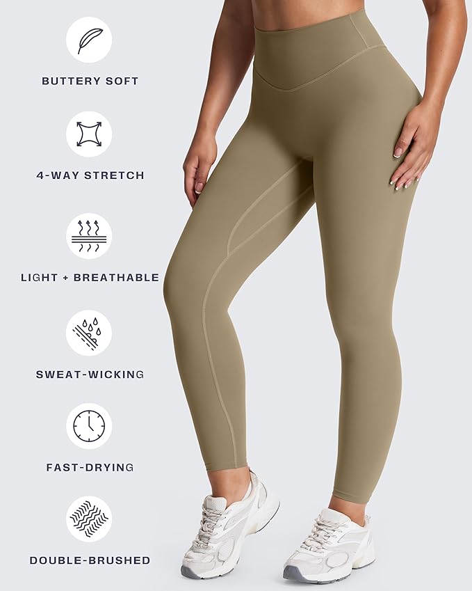 Aoxjox High Waisted Workout Leggings for Women Tummy Control Buttery Soft Yoga Metamorph Deep V Pants 26"
