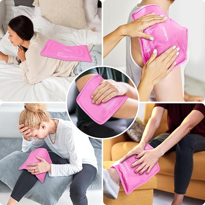 APEXUP Gel Ice Packs for Injuries Reusable, Flexible Double Sided Cold Packs for Injuries, Ice Pack for Knee, Shoulder, Back, Hip, Leg, Arm (Pink, S, 2PK)