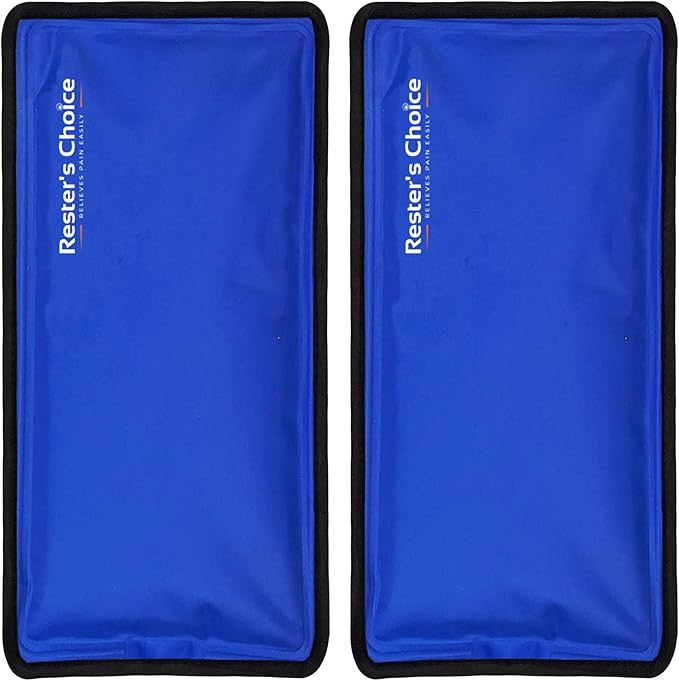 Rester's Choice Gel Cold & Hot Packs (2-Piece Set) Medium 5x10 in. Reusable Warm or Ice Packs for Injuries, Hip, Shoulder, Knee, Back Pain – Hot & Cold Compress for Swelling, Bruises, Surgery
