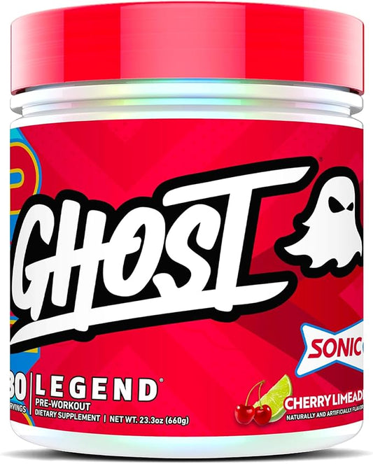 GHOST Legend Pre Workout Powder, Sonic Cherry Limeade - 30 Servings – Pre-Workout for Men & Women with Choline, L-Citrulline, & Beta Alanine for Energy & Focus