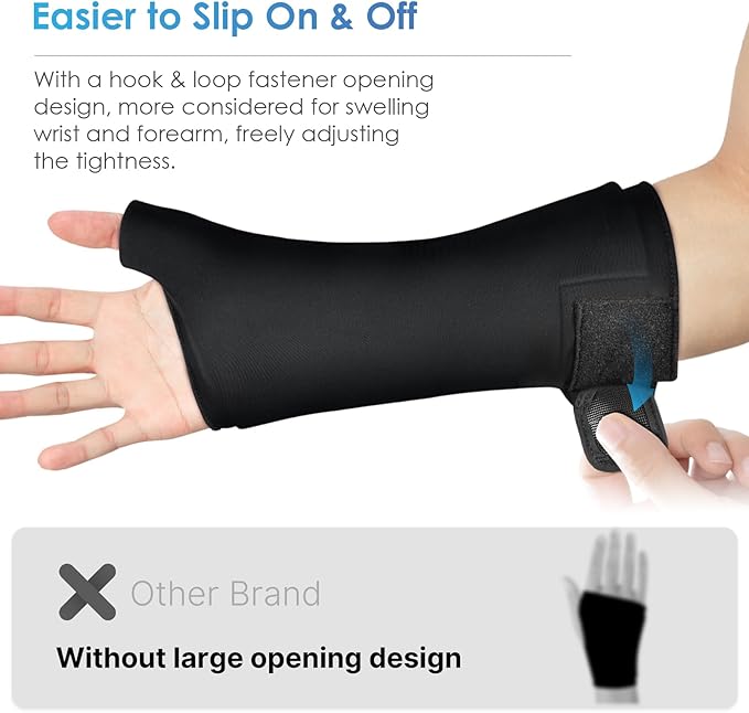 Comfitech Wrist Ice Pack Wrap for Hand, Thumb & Arm with Extended Coverage, Carpal Tunnel Cooling Sleeve for Better Putting On & Off, Cold Gloves Reusable, Medium, Two Packs