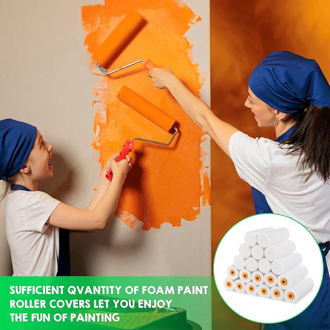 100 Pcs 4 Inch Foam Paint Roller High Density Foam Roller Mini Paint Roller Refills Paint Edger Tool for Walls Brings Smooth Finishes Flat Surfaces