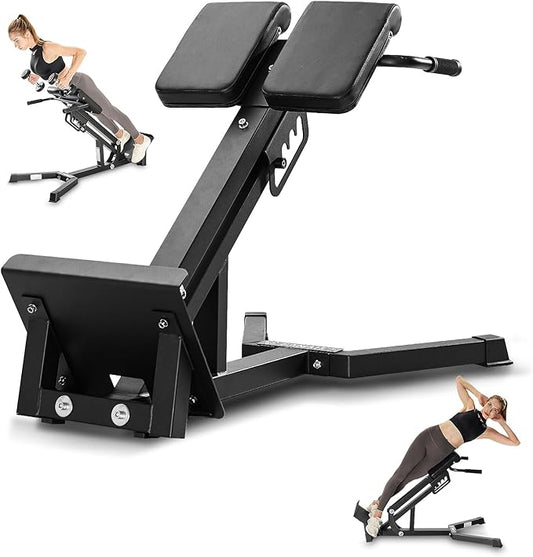 FANATICS Roman Chair Back Extension Machine Hyperextension Bench Reverse Hyper Lower Back Exercise Equipment Multi-Functional Core and Glute Workout Bench for Home Gym