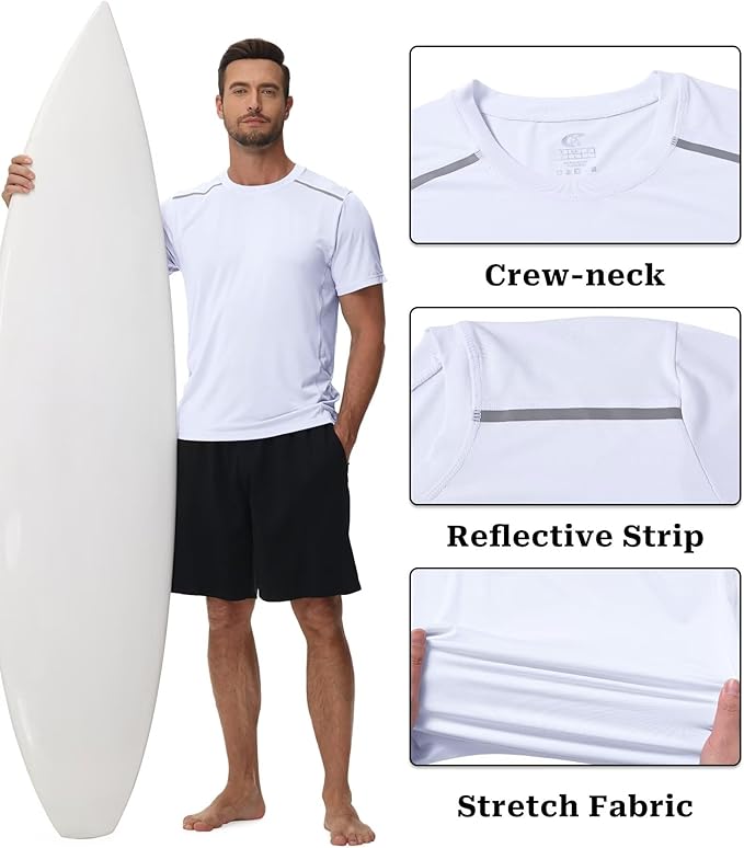 Yundobop Men's Athletic Workout T-Shirt Breathable Short Sleeve UPF 50+ Running Tee