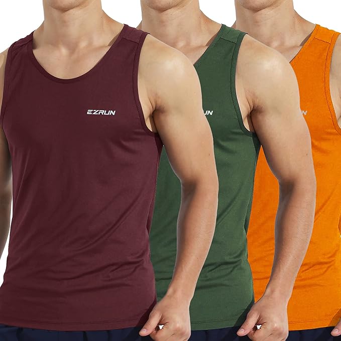 EZRUN Men's Quick Dry Sport Tank Top for Bodybuilding Gym Athletic Jogging Running,Fitness Training Workout Sleeveless Shirts