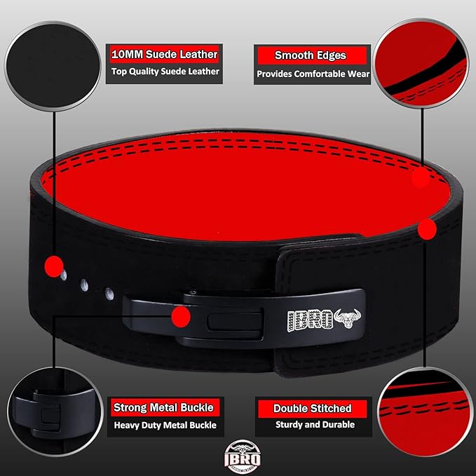 IBRO Powerlifting Lever Gym Belt – Power 8MM, 10MM or 13MM Extreme Heavy Duty Genuine Leather Belts - Squats Deadlifts Bodybuilding Weight Lifting IPF Power Lifting Strongman for Men