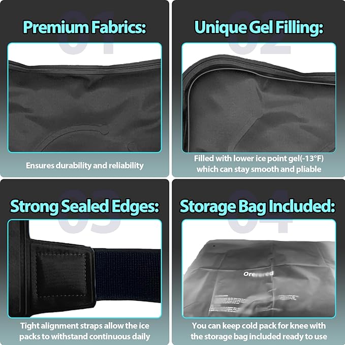 Ice Packs for Injuries Reusable, Knee Gel Ice Pack Wrap Pain Relief for Knee Replacement Surgery, Swelling, Meniscus Tear, ACL, Sports Injuries, Bruises and Arthritis, Elbow Ice Pack Black