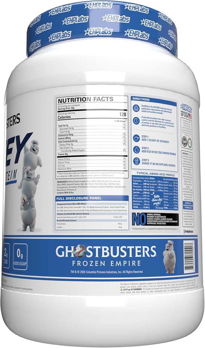 EHP Labs OxyWhey Whey Protein Isolate – 25g High Protein, Low Carb, Sugar Free Meal Replacement – Lean Whey Powder for Muscle Recovery – Non-GMO, Gluten Free – 25 Serves – Marshmallow