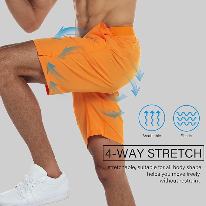 Men's Running Shorts 6" Quick Dry Gym Athletic Workout Shorts for Men with Pockets