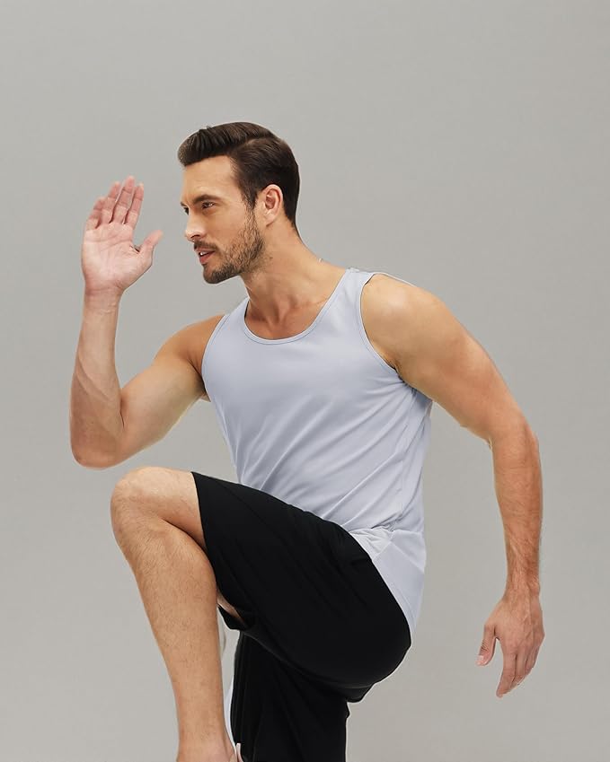 MAGCOMSEN Men's UPF 50+ Tank Top Quick Dry Summer Workout Muscle Sleeveless Shirts for Swim Beach Bodybuilding