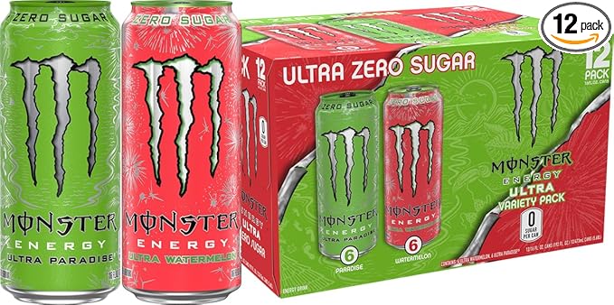 Monster Energy Drink Ultra Paradise and Ultra Watermelon, Variety Pack, 12 Pack - 12 pack, 16 fl oz cans