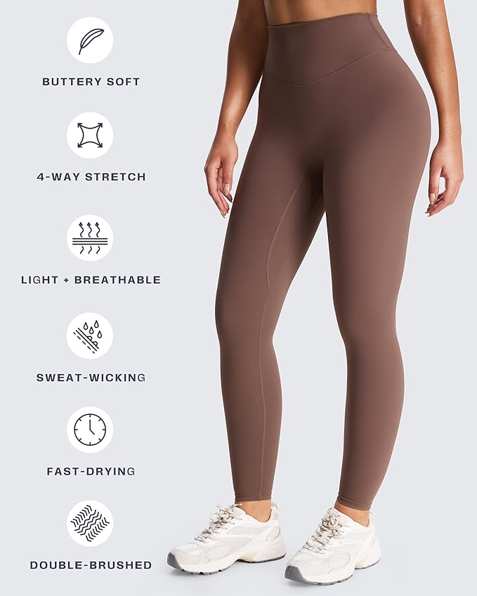 Aoxjox High Waisted Workout Leggings for Women Tummy Control Buttery Soft Yoga Metamorph Deep V Pants 26"