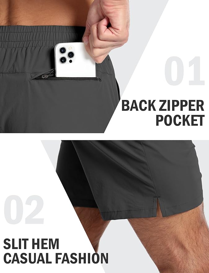 Aolesy Men's 5''/7'' Running Shorts Quick Dry Workout Gym Shorts with Pockets, Tennis Training Athletic(Linerless & Liner)