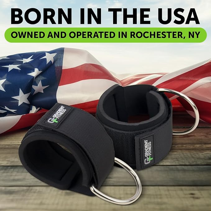 Gradient Fitness Ankle Straps (2 Pack) | Ankle Strap for Cable Machine, Ankle Bands for Working Out, Cable Ankle Strap