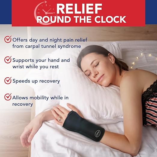 Dr. Arthritis Day & Night Support Carpal Tunnel Wrist Brace, Adjustable Hand Splint with Cushion Padding for Wrist Pain Relief, Right & Left Carpal Tunnel Wrist Brace, Fits Both Hands (1 Pack)