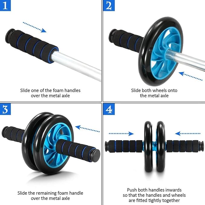 TOMSHOO AB Wheel Roller Kit with Push-Up Bar, Knee Mat, Jump Rope and Hand Gripper - Home Gym Workout for Men Women Core Strength & Abdominal Exercis