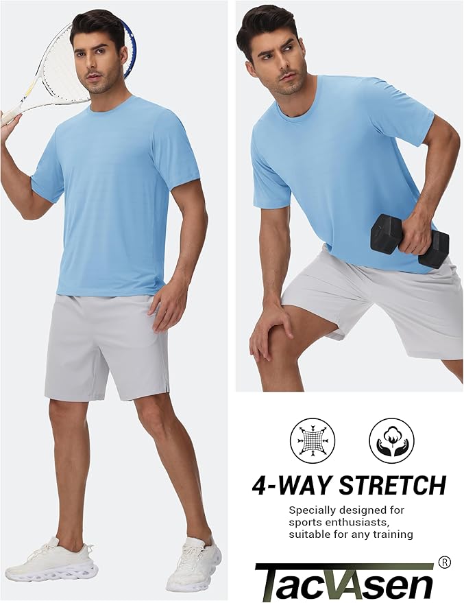 TACVASEN Men's Lightweight Athletic T-Shirts Quick Dry Workout Gym Tops Short Sleeve Running Tee Shirt Performance Activewear