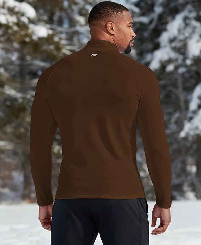 Mens Thermal Shirts Long Sleeve, Athletic Mock Neck Outdoor Midweight Top Slim Fit Moisture Wicking Warm Undershirt