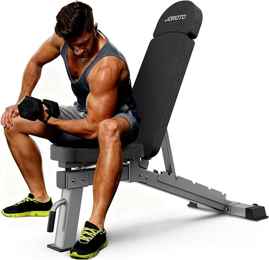 JOROTO MD80 Weight Bench, 1300 LB Heavy Duty Workout Bench Press for Home Gym, Adjustable Positions Strength Training, Adjustable Weight Bench with Wheels and Extended Backrest | Multiple Positions