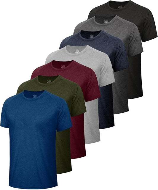 5 Pack Workout Shirts for Men-Quick Dry Black Gym Moisture Wicking Short Sleeve T-Shirts for Running Athletic Casual