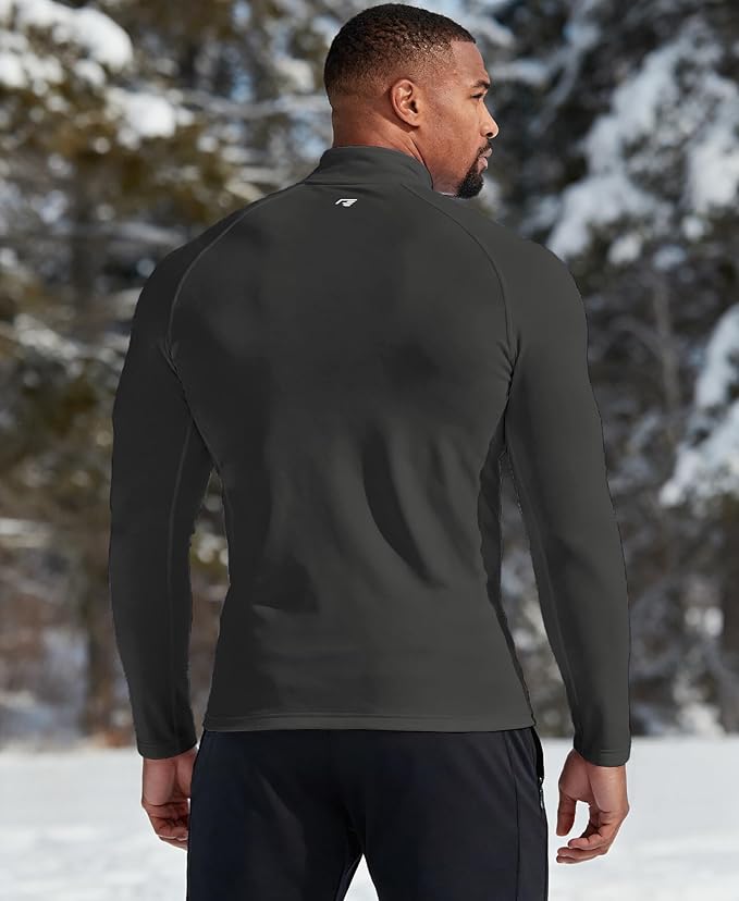 Mens Thermal Shirts Long Sleeve, Athletic Mock Neck Outdoor Midweight Top Slim Fit Moisture Wicking Warm Undershirt