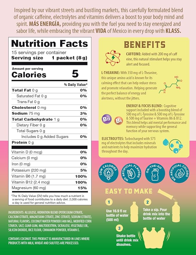 Hydration + Energy Electrolyte Drink Mix – Variety Pack with Hibiscus, Coffee Horchata & Strawberry Watermelon, Sugar-Free with Caffeine, L-Theanine, Coconut Water & Minerals