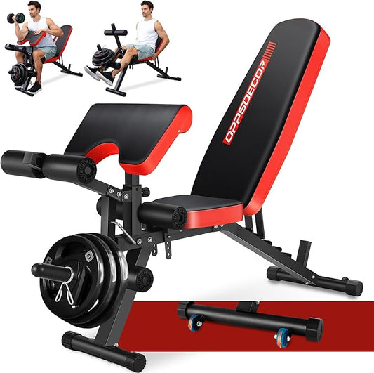 OPPSDECOR 800LBS Adjustable Weight Bench, Workout Bench for Home Gym, Weight Bench with Leg Extension and Leg Curl, Preacher Curl Bench, Gym Bench Exercise Bench