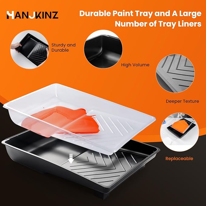 9 Pcs 6 Inch Small Paint Roller Kit with Microfiber Paint Roller Covers, Paint Tray with Liner, Mini Paint Roller for Painting Wall, Door, Cabinet