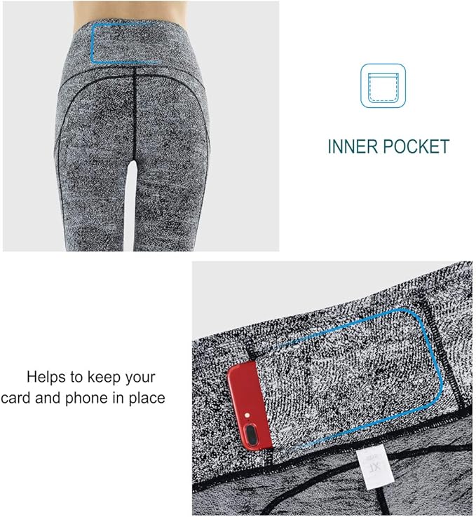THE GYM PEOPLE Thick High Waist Capris Yoga Pants with Pockets, Tummy Control Workout Running Yoga Leggings for Women